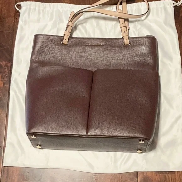 Michael Kors Brown Pebbled Leather Medium Bedford Pocket Tote Bag NWT - Picture 9 of 11
